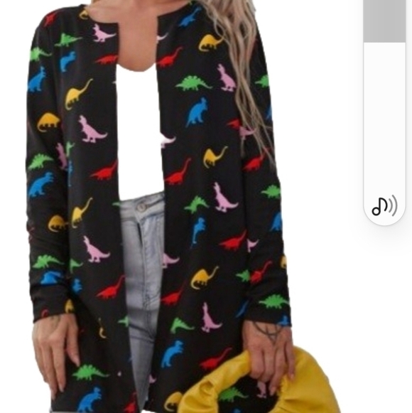 SHEIN Jackets & Blazers - Shein Curve Dinosaur Print Open Front Coat Size 1XL